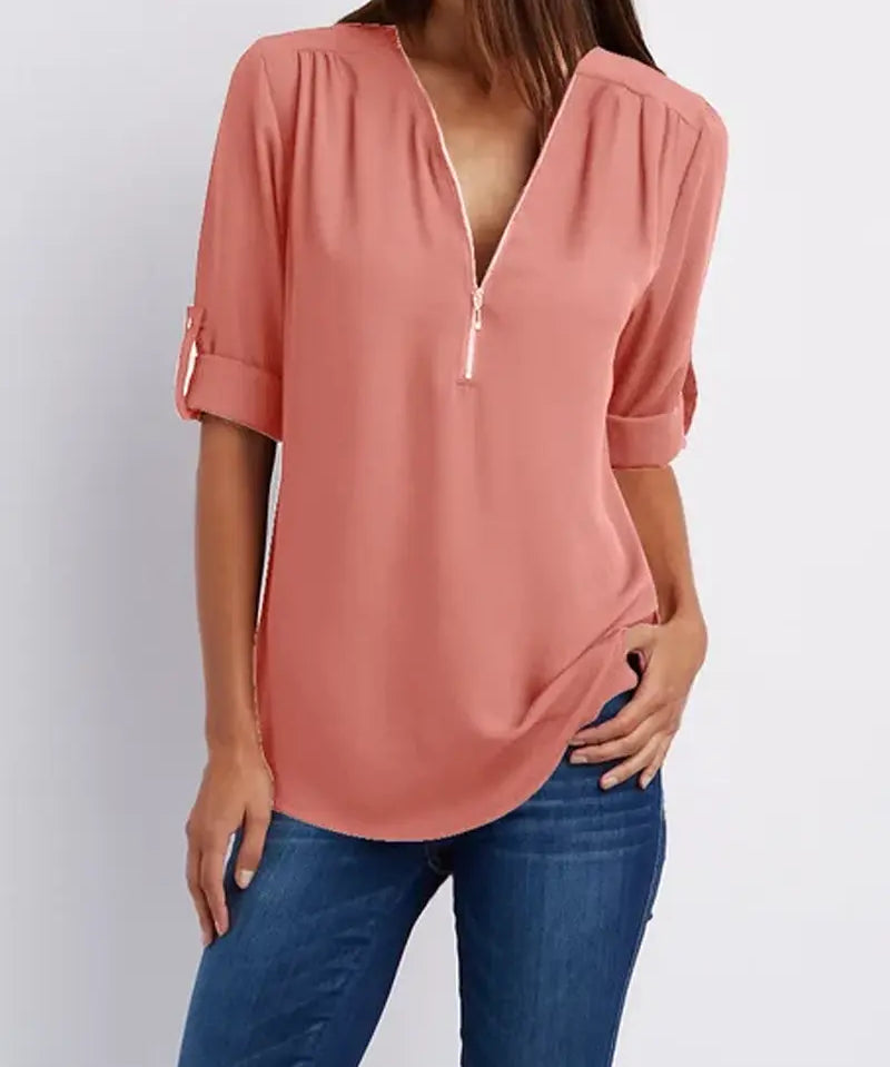 Sophisticated V-Neck Blouse - SARAH Collection - Lizabella Fashion