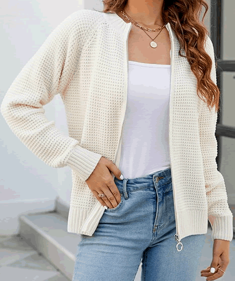 Stylish BRITANY Zip-Up Cardigan for Effortless Elegance - Lizabella Fashion