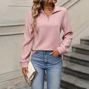 Stylish Elegance: Ribbed Zip-Up Sweater - Lizabella Fashion