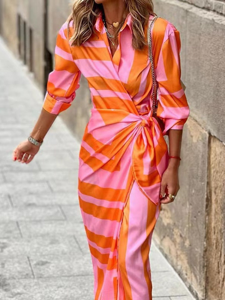 TANYA | Stylish Orange-Pink Summer Dress for Effortless Elegance