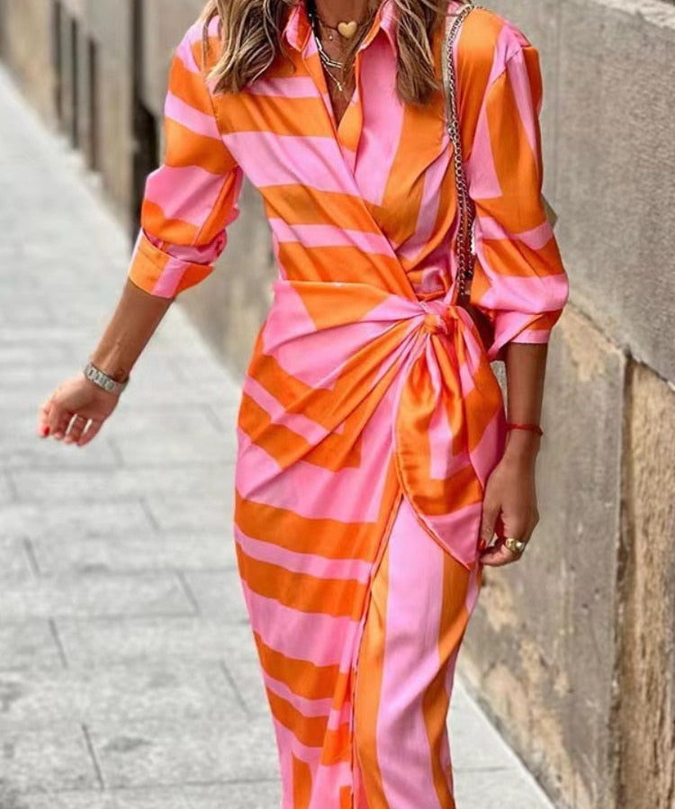 TANYA | Stylish Orange-Pink Summer Dress for Effortless Elegance