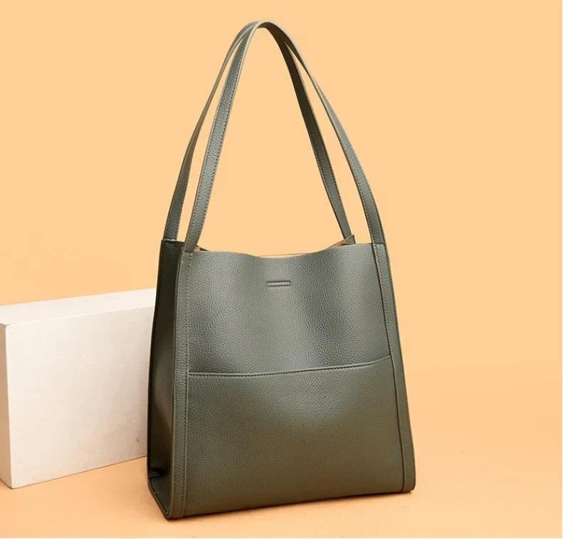 Ellen | Chic and Roomy Leather Tote Bag - Lizabella Fashion