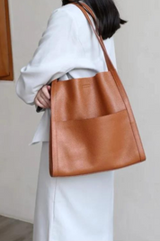 Ellen | Chic and Roomy Leather Tote Bag - Lizabella Fashion