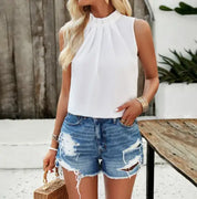 THEA | Chic Sleeveless Halterneck Top for Effortless Elegance - Lizabella Fashion