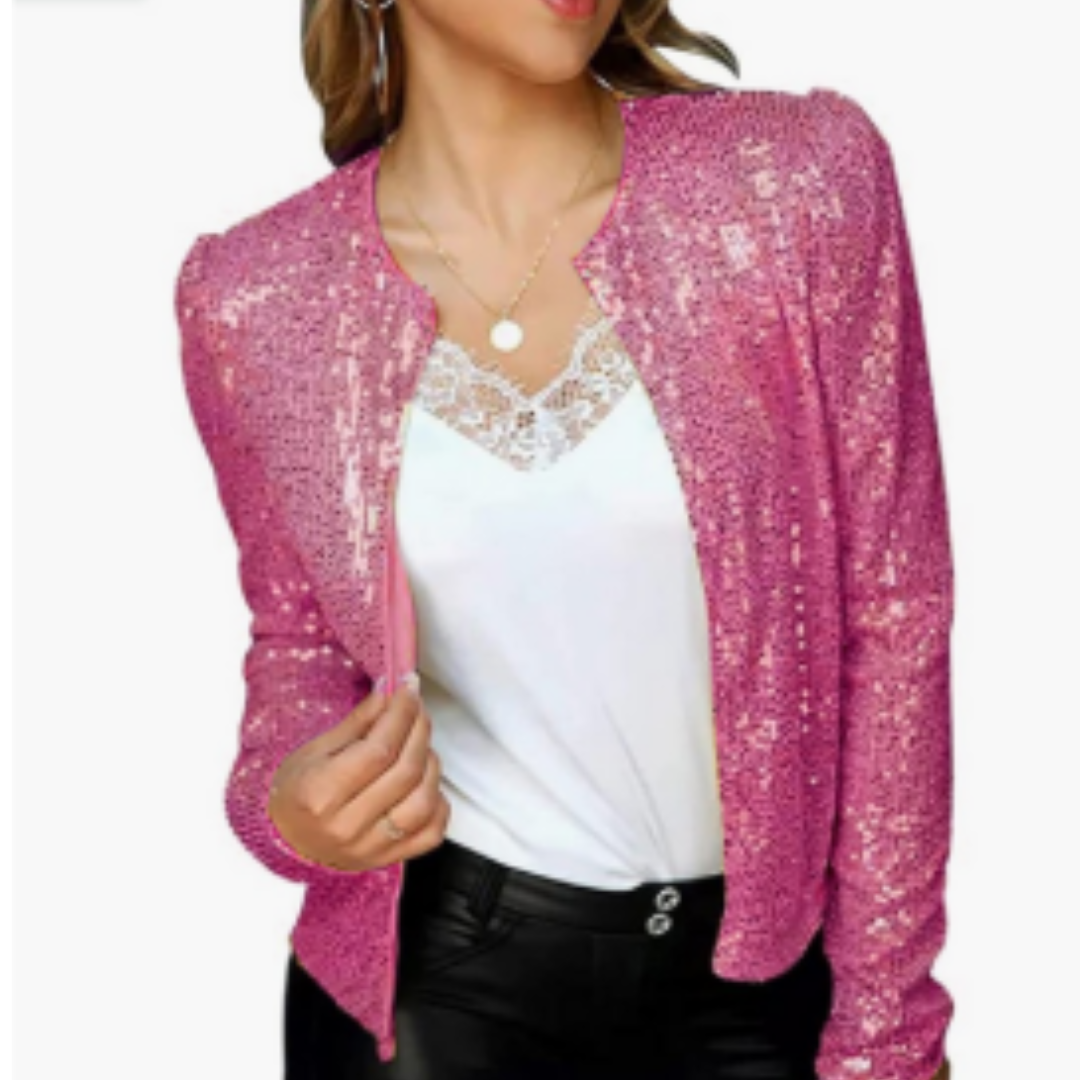 Women's Sequin Zipper Blazer | Short