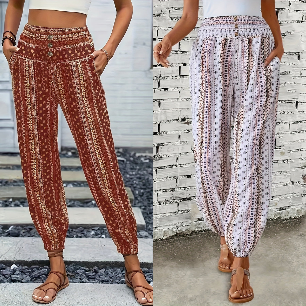 Riley | High-Waist Printed Trousers – Embrace the Boho Spirit