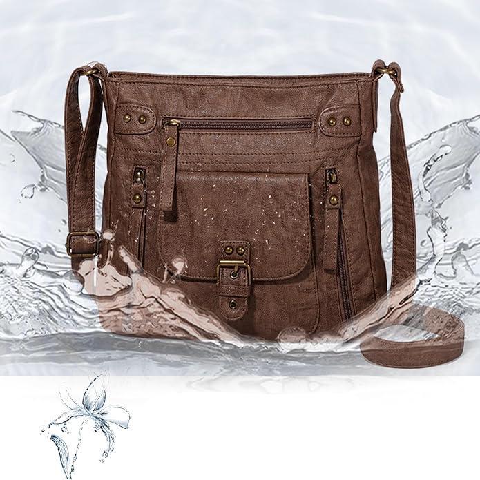 Angie | Women's Multi-Pocket Leather Crossbody Messenger Bag