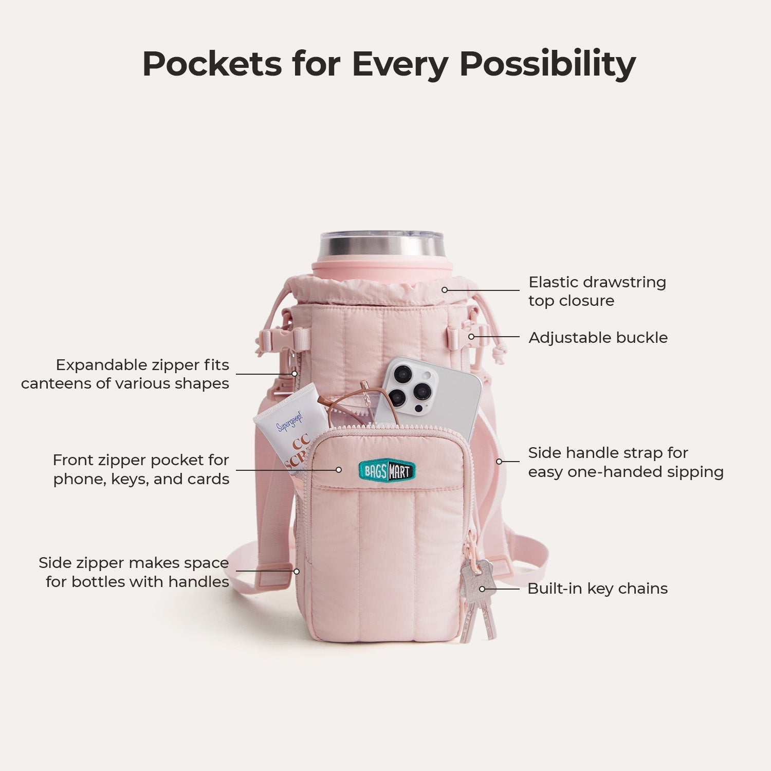 Versatile Walker 32oz - 64oz Expandable Water Bottle Carrier