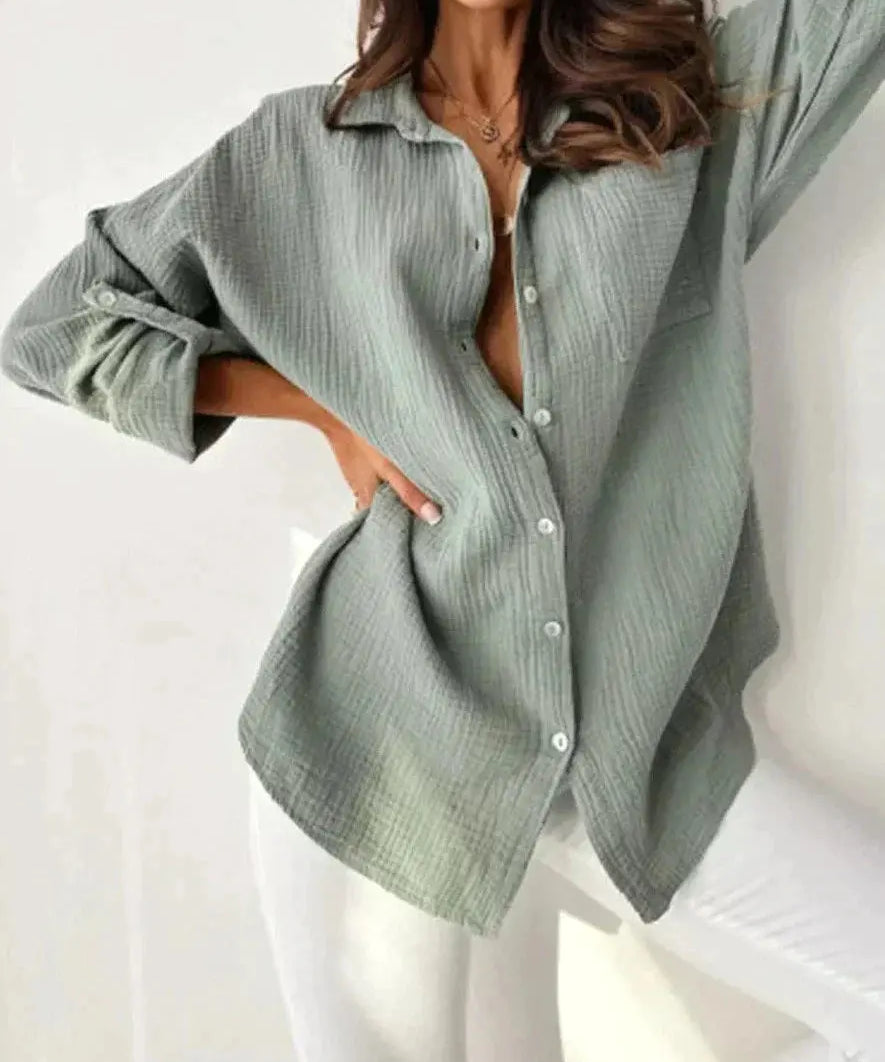 XAVIERA | Casual Cotton Blouse Loose Fit-Lizabella Fashion