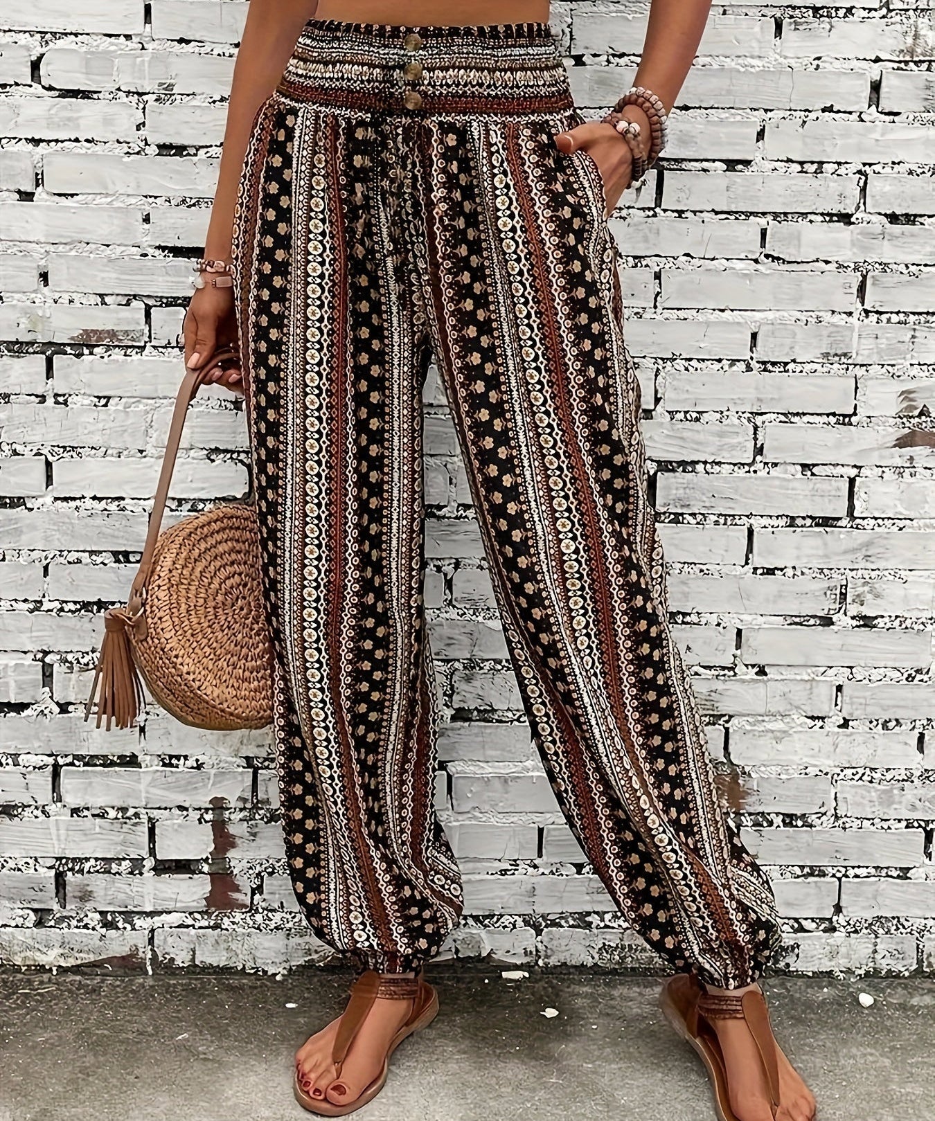 Riley | High-Waist Printed Trousers – Embrace the Boho Spirit