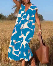 CLAIRE | Printed Maxi Dress with V-Neck