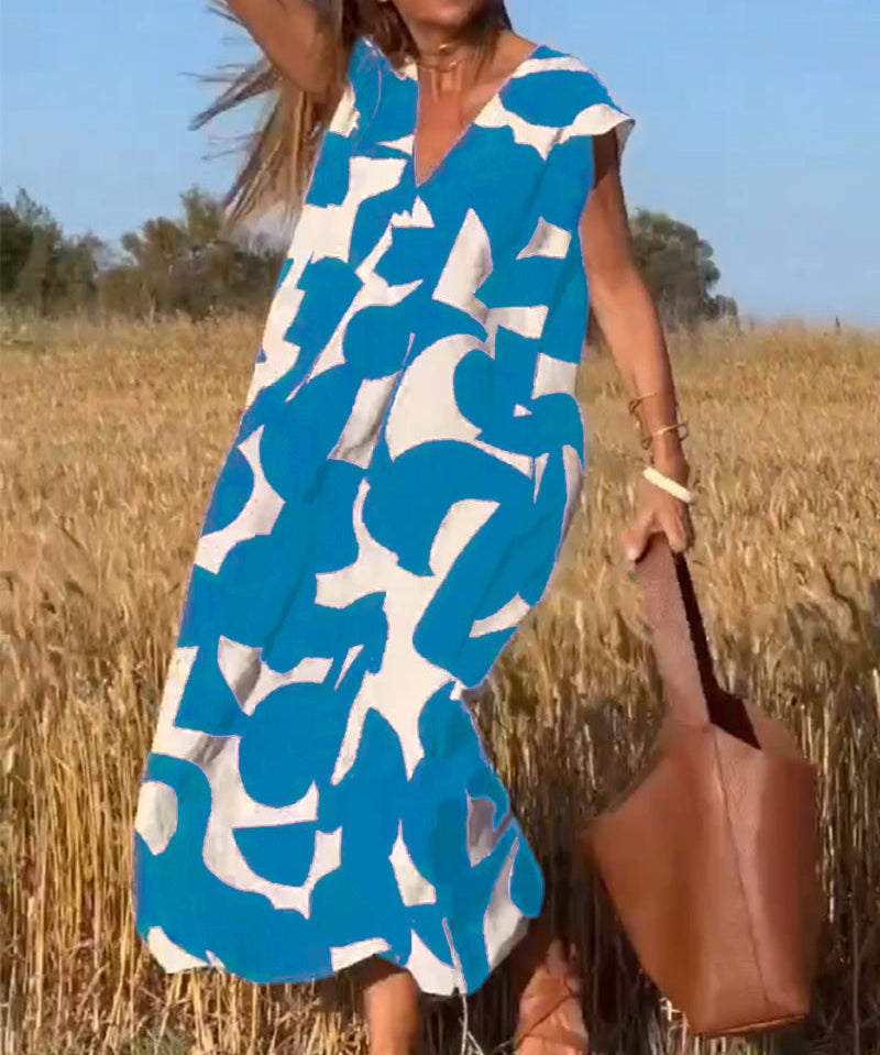 CLAIRE | Printed Maxi Dress with V-Neck