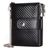 Stylish Genuine Leather Retro Wallet with Anti-Theft Chain