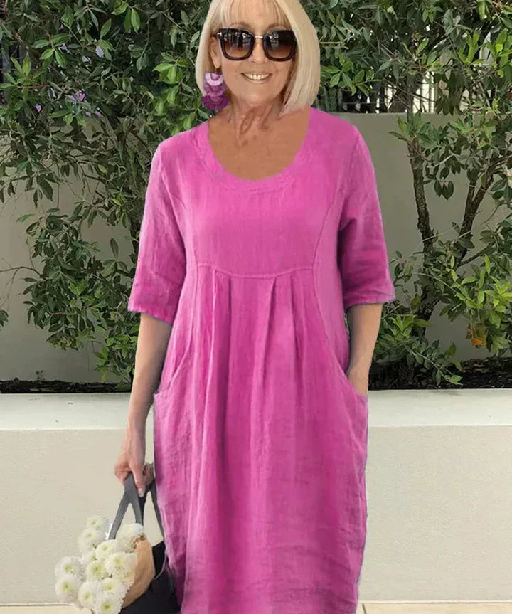 LISA | Effortlessly Chic Loose Cotton Blend Dress - Lizabella Fashion