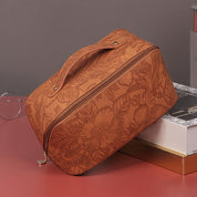 Aliya | Floral Embossed Large Capacity Cosmetic Bag