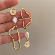 Eve | Unique Gold Accent Pearl Earrings