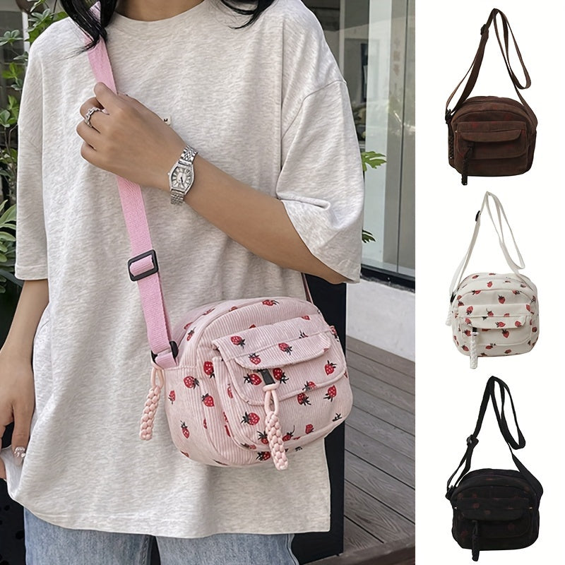 Ellison | Strawberry Delight Corduroy Crossbody Bag