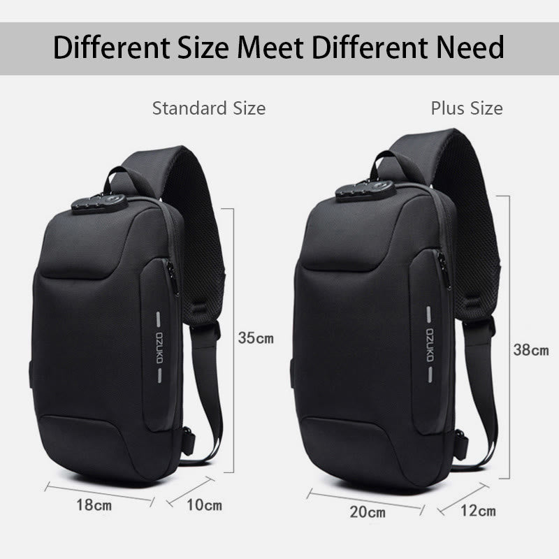 Stylish Multi-Pocket Sling Bag with Passport Lock and USB Charging Port