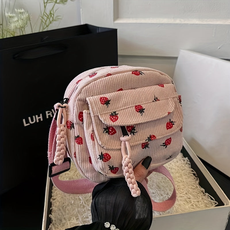 Ellison | Strawberry Delight Corduroy Crossbody Bag