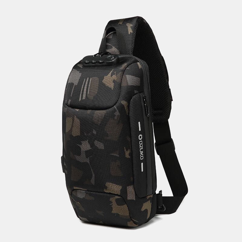 Stylish Multi-Pocket Sling Bag with Passport Lock and USB Charging Port
