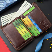 Luxury RFID-Enabled Large Capacity Genuine Leather Bifold Wallet