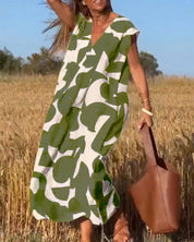 CLAIRE | Printed Maxi Dress with V-Neck