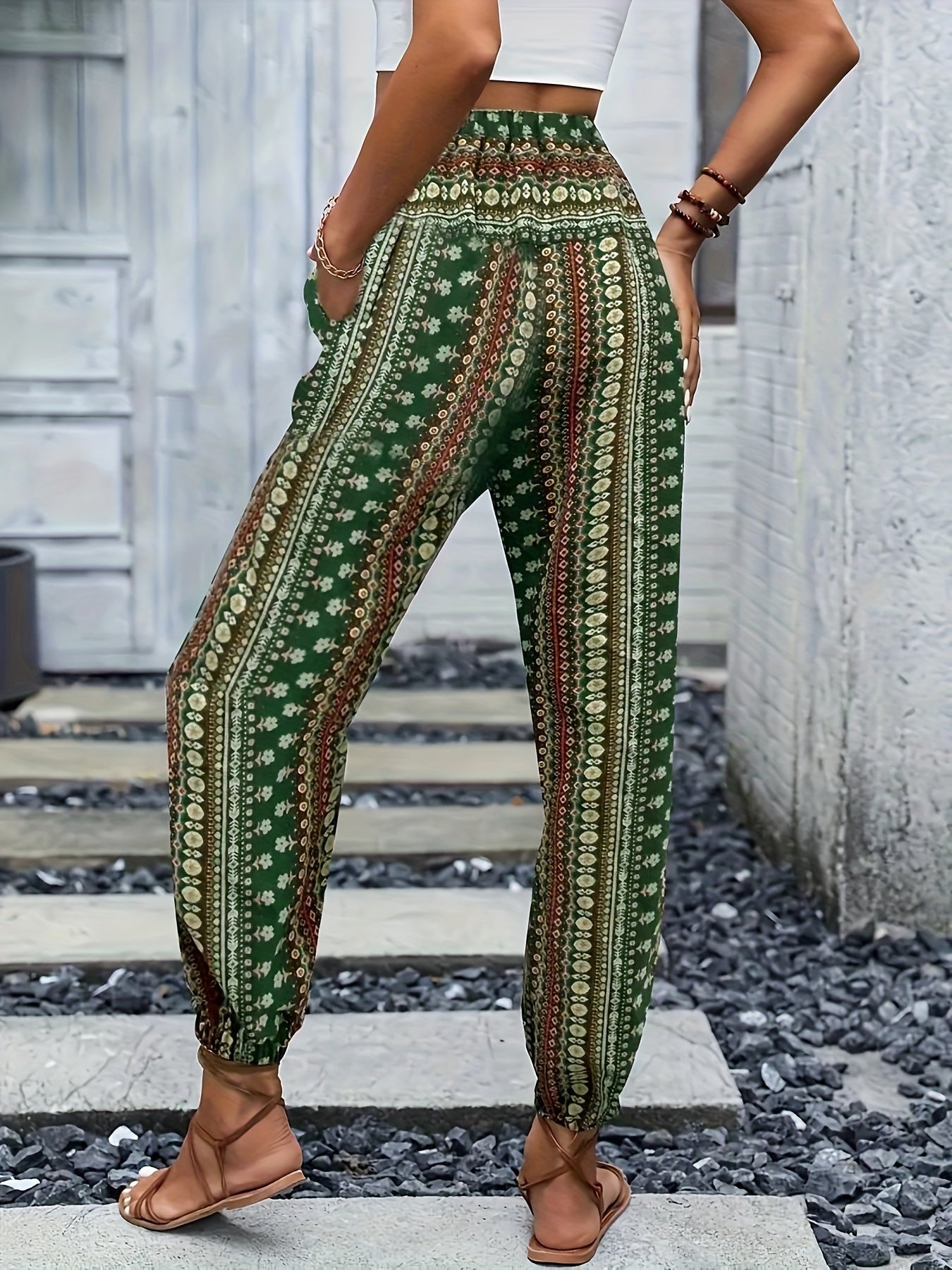 Riley | High-Waist Printed Trousers – Embrace the Boho Spirit