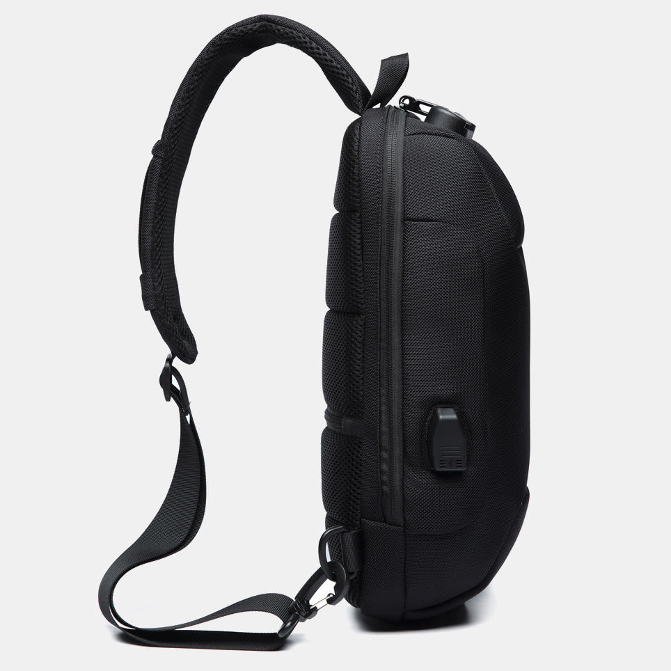 Stylish Multi-Pocket Sling Bag with Passport Lock and USB Charging Port