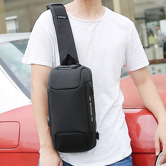 Stylish Multi-Pocket Sling Bag with Passport Lock and USB Charging Port