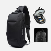 Stylish Multi-Pocket Sling Bag with Passport Lock and USB Charging Port