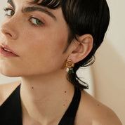 Maya | Elegant Emerald and Pearl Earrings