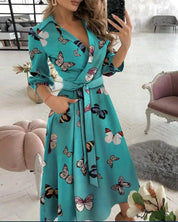Juliet | Classic V-Neck Midi Dress - Captivating Charm for Formal Affairs