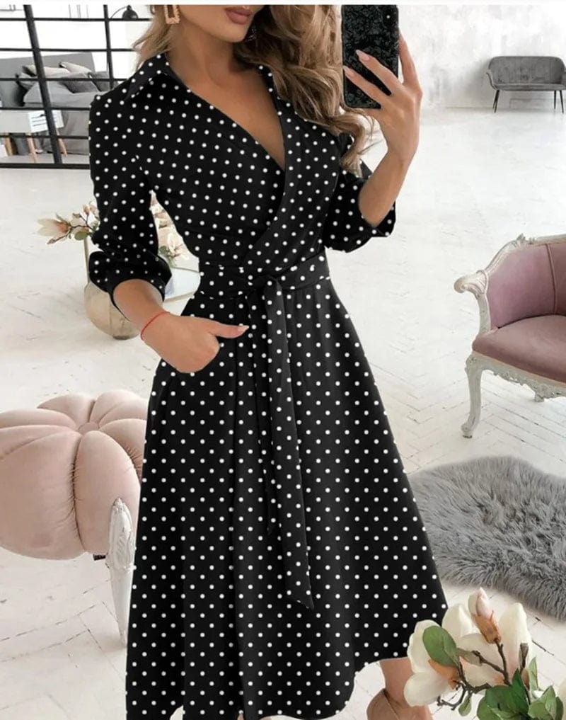 Juliet | Classic V-Neck Midi Dress - Captivating Charm for Formal Affairs