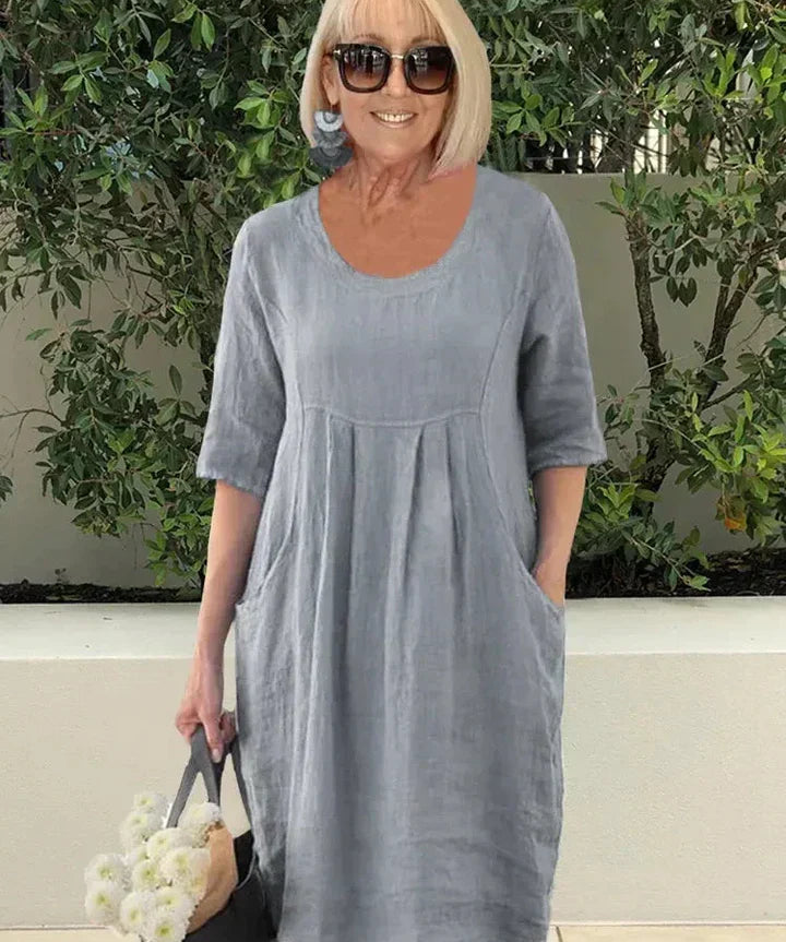 LISA | Effortlessly Chic Loose Cotton Blend Dress - Lizabella Fashion
