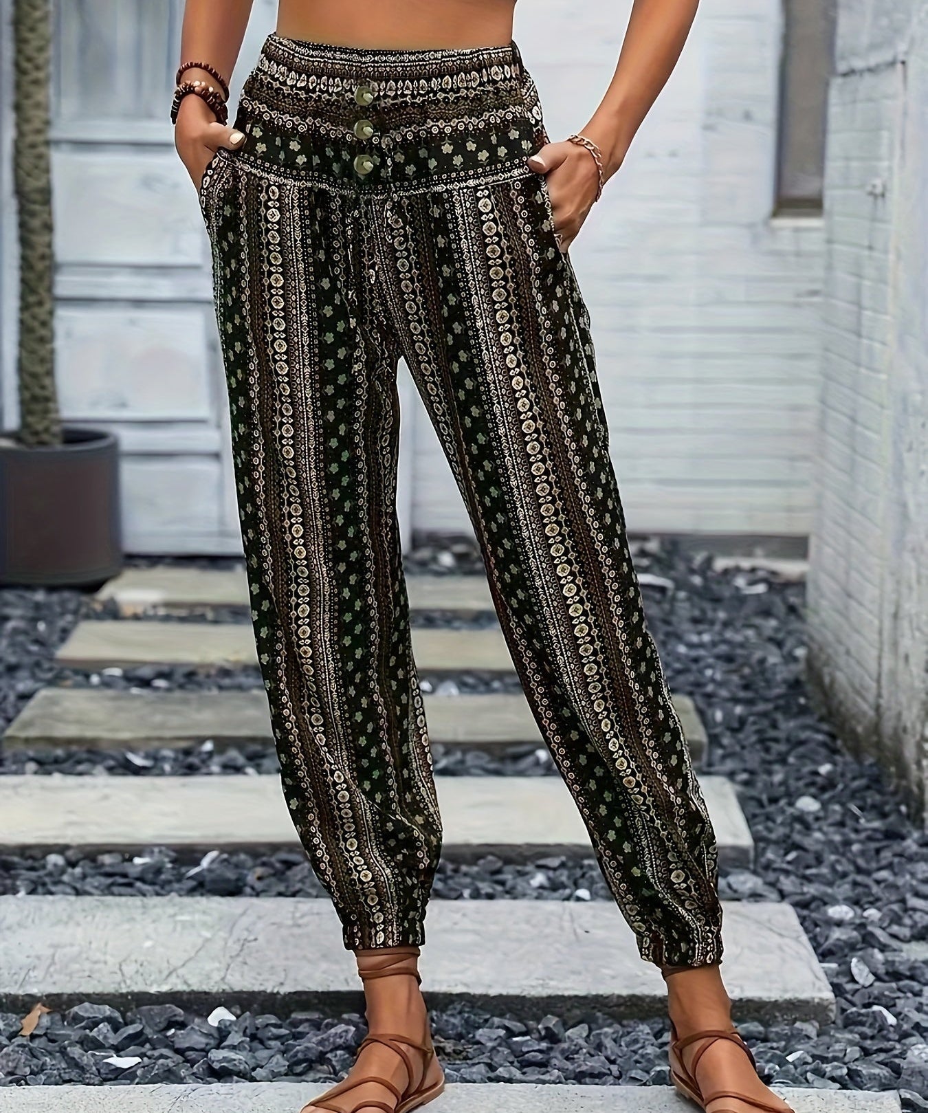 Riley | High-Waist Printed Trousers – Embrace the Boho Spirit
