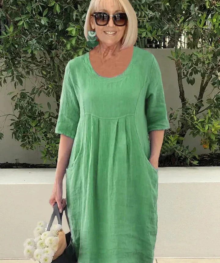LISA | Effortlessly Chic Loose Cotton Blend Dress - Lizabella Fashion
