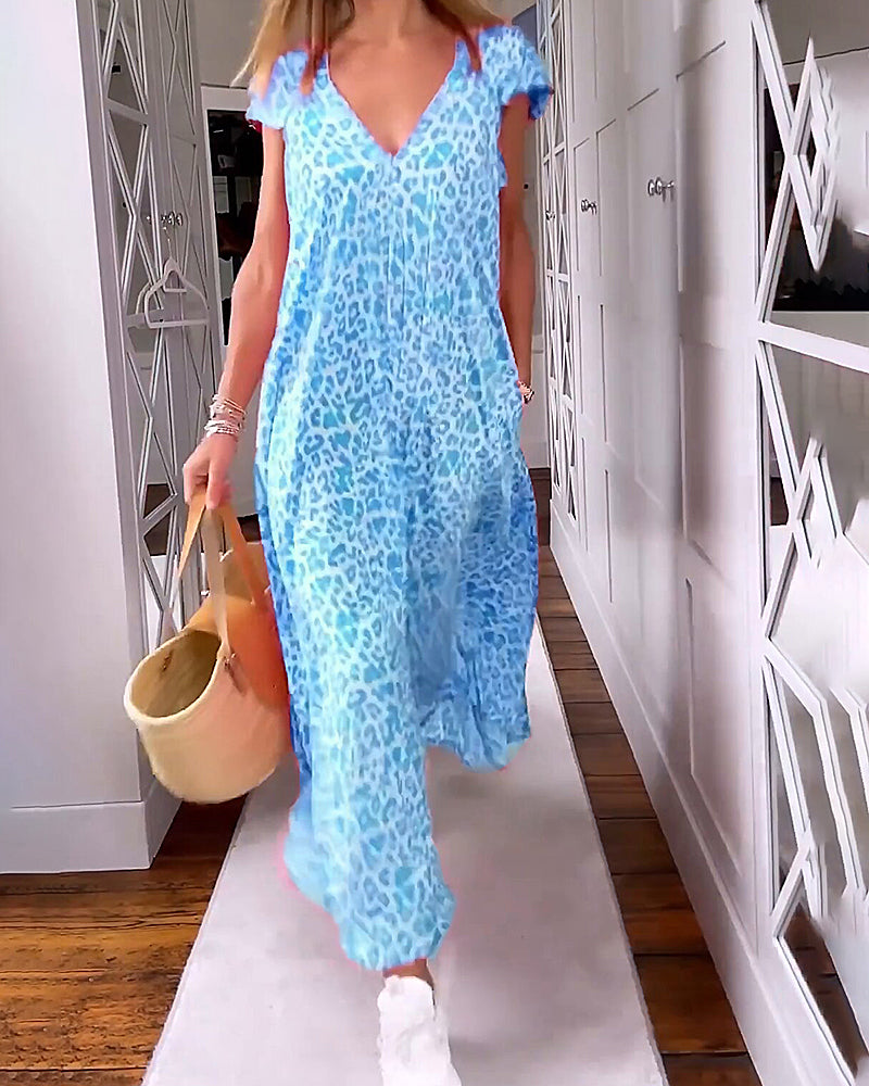 VANESSA | V-Neck Short Sleeve Long Dress
