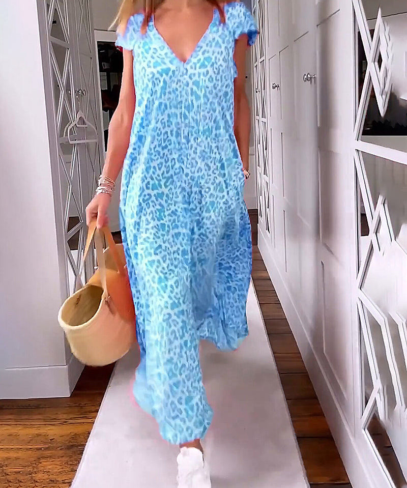 VANESSA | V-Neck Short Sleeve Long Dress