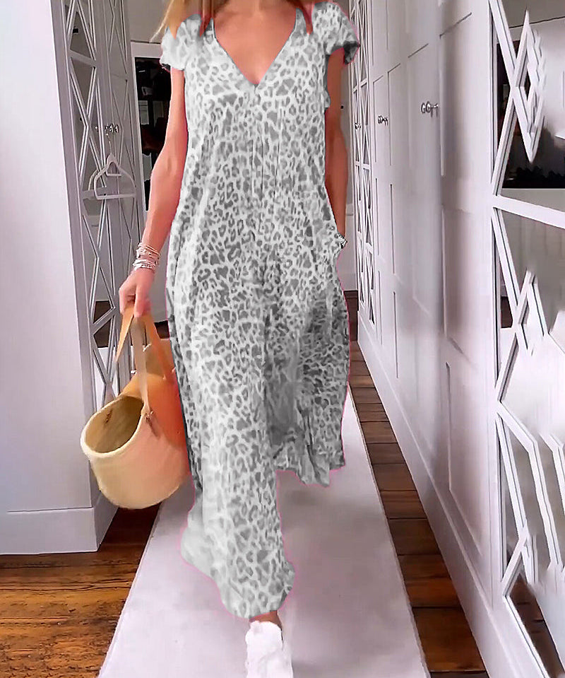 VANESSA | V-Neck Short Sleeve Long Dress