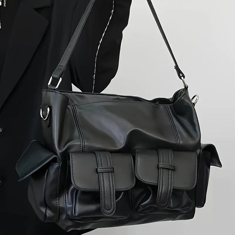 Jayceon | Large Capacity Punk Motorcycle Leather Crossbody Messenger Bag