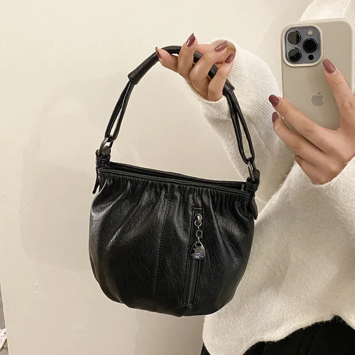 Michaela | Pleated Bucket Crossbody Bag