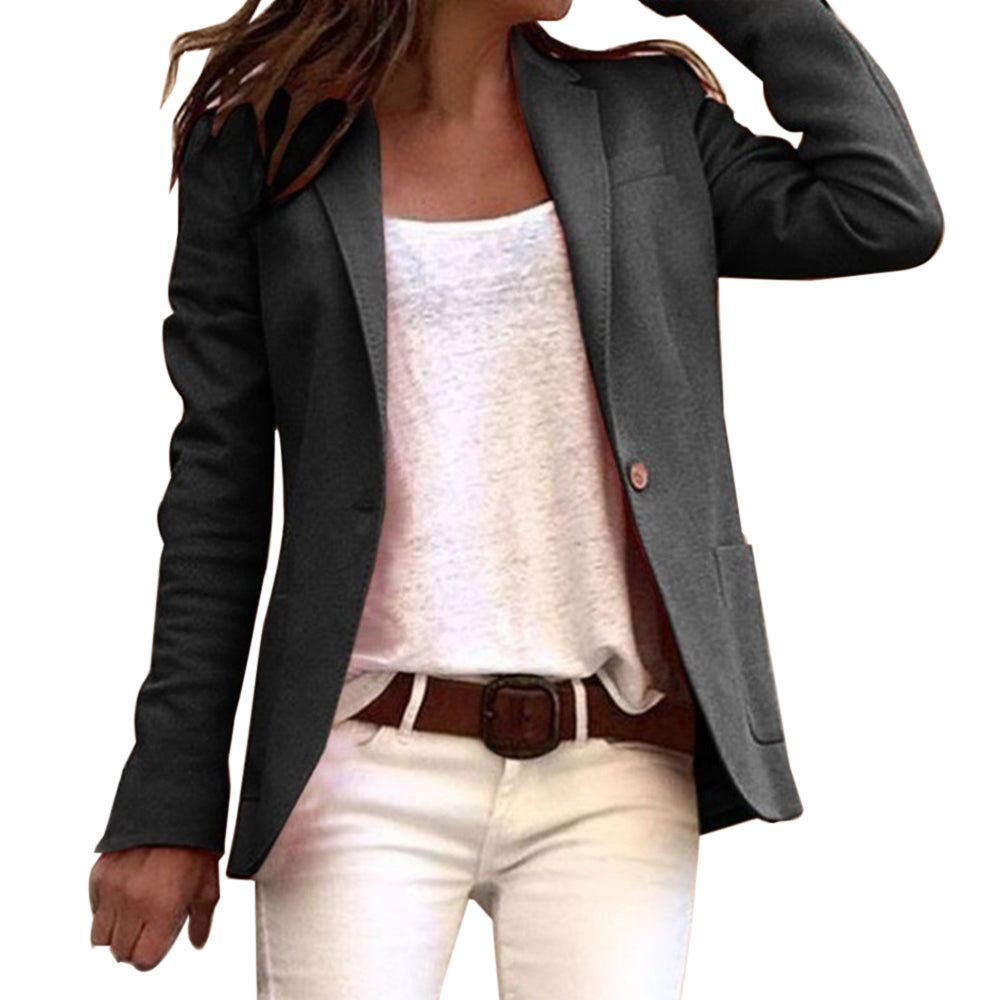 Jarethy | Reversed Button Slim Long Sleeve Women's Blazer
